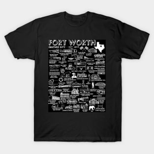 Fort Worth Map Art T-Shirt